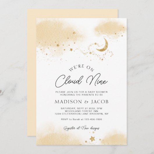 ニュートラル我々はクラウド9ベビーシャワー招待状 招待状 (正面/裏面)