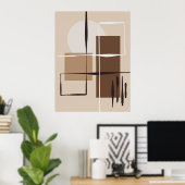 ニュートラル抽象芸術シェイプウォールアート ポスター (ホームオフィス)