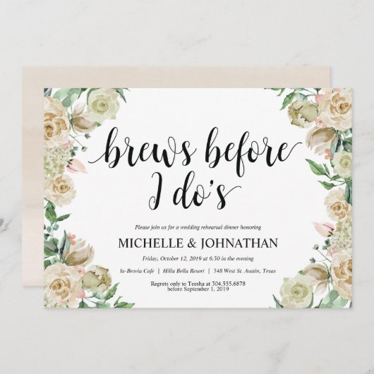 ニュートラル春の結婚式リハーサルディナー招待状 招待状 (正面/裏面)