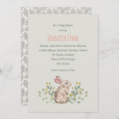 ニュートラル春ウッドランドバニーベビーシャワー招待状 招待状 (正面/裏面)