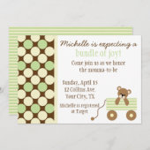 ニュートラル水玉模様ベビーシャワー招待状 招待状 (正面/裏面)