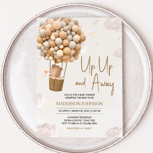 ニュートラル熱気球アップと赤遠くにちゃんシャワー 招待状