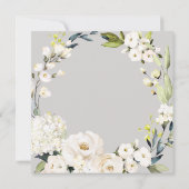 ニュートラル白フローラリースオンタウペ結婚ーズ 招待状 (裏面)