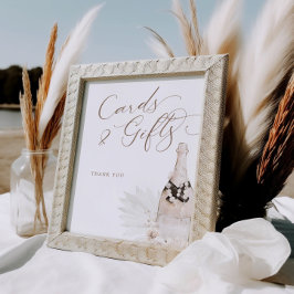 ニュートラル真珠とプロセッコカードのギフトサイン ポスター