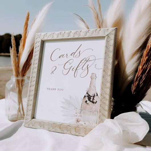 ニュートラル真珠とプロセッコカードのギフトサイン ポスター