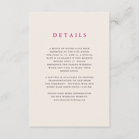 ニュートラル砂漠ストライプ |の結婚ゲスト詳細 エンクロージャーカード (正面)