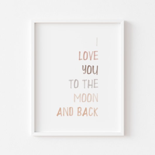 ニュートラル私は月とバックプリントにあなたを愛している ポスター