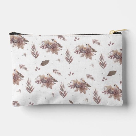 ニュートラル秋の鳥の継ぎ目のないパターン アクセサリーポーチ (裏面)