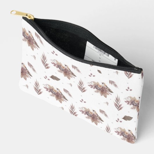 ニュートラル秋の鳥の継ぎ目のないパターン アクセサリーポーチ (見開き)