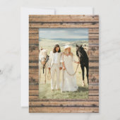 ニュートラル素朴ウッドフレームBohoフォト結婚ズ 招待状 (裏面)
