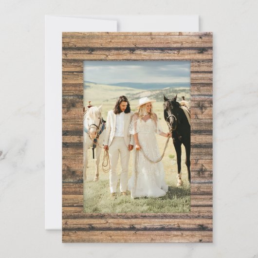 ニュートラル素朴ウッドプレテマークBohoフォトズ結婚ズ セーブザデート (裏面)