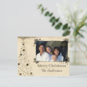 ニュートラル素朴カラークリスマスツリーファミリーフォト シーズンポストカード (スタンド正面)