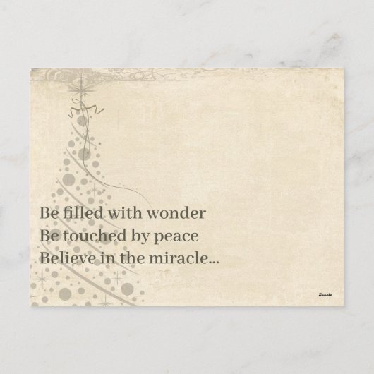 ニュートラル素朴カラークリスマスツリーファミリーフォト シーズンポストカード (裏面)