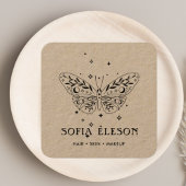 ニュートラル素朴クラフトブラックバタフライ美しいサロン スクエア名刺