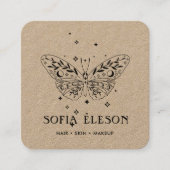 ニュートラル素朴クラフトブラックバタフライ美しいサロン スクエア名刺 (正面)