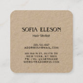 ニュートラル素朴クラフトブラックバタフライ美しいサロン スクエア名刺 (裏面)