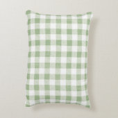 ニュートラル素朴セージグリーンジンガムプレイド アクセントクッション (裏面(縦))
