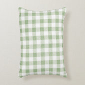 ニュートラル素朴セージグリーンジンガムプレイド アクセントクッション (正面(垂直))