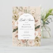 ニュートラル素朴タンクリームフローラアーチブライダルシャワー 招待状 (スタンド正面)