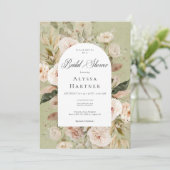 ニュートラル素朴タングリーンフローラアーチブライダルシャワー 招待状 (スタンド正面)