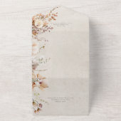 ニュートラル素朴タンピンク&ピーチフローラQRコード オールインワン招待状 (外側)