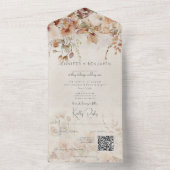 ニュートラル素朴タンピンク&ピーチフローラQRコード オールインワン招待状 (内側)