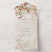 ニュートラル素朴タンピンク&桃フローラディナー オールインワン招待状 (内側)