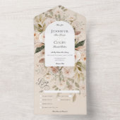 ニュートラル素朴タン&クリームフローラアーチディナー オールインワン招待状 (内側)