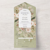 ニュートラル素朴タン&グリーンフローラアーチディナー オールインワン招待状 (内側)