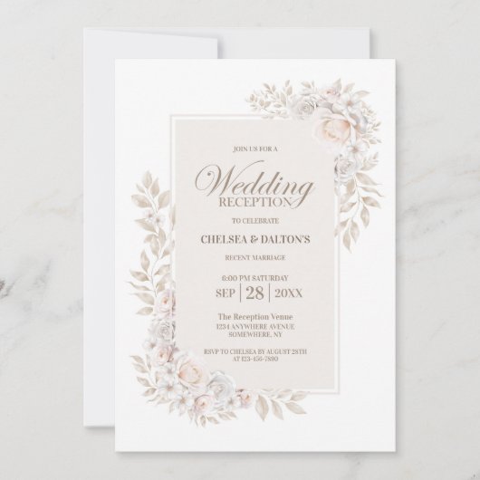 ニュートラル素朴フローラウェディングレセプション 招待状 (正面)