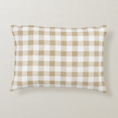 ニュートラル素朴ベージュギンガムプレイドアクセントピロー アクセントクッション (裏面)