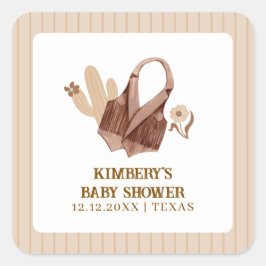 ニュートラル素朴ボホサボス女性のカーボーイベビーシャワー スクエアシール