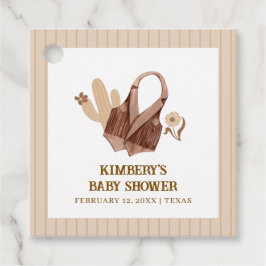 ニュートラル素朴ボホサボス女性のカーボーイベビーシャワー フェイバータグ