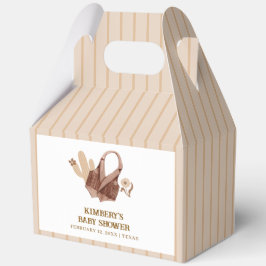 ニュートラル素朴ボホサボス女性のカーボーイベビーシャワー フェイバーボックス