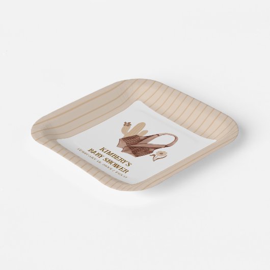 ニュートラル素朴ボホサボス女性のカーボーイベビーシャワー ペーパープレート (傾斜あり)