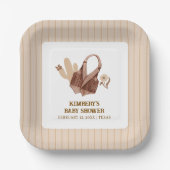 ニュートラル素朴ボホサボス女性のカーボーイベビーシャワー ペーパープレート (正面)