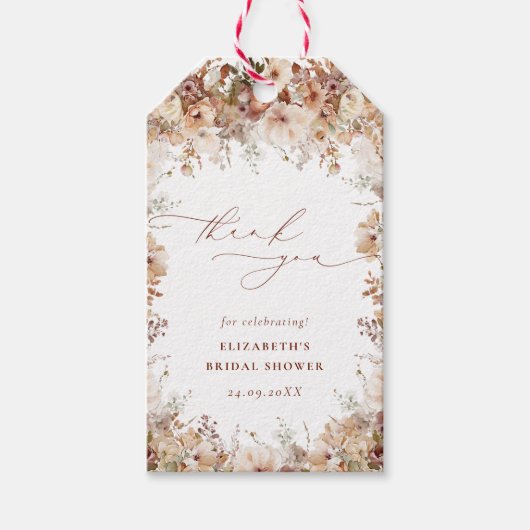 ニュートラル素朴ボホフローラブライダルシャワーギフトラベル ギフトタグ (正面)