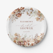 ニュートラル素朴ボホフローラブライダルシャワー ペーパープレート (正面)