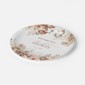 ニュートラル素朴ボホフローラブライダルシャワー ペーパープレート (アングル)