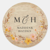ニュートラル素朴ボホフローラワイルドフラワーウッドルック ラウンドシール (正面)
