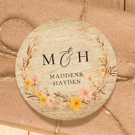 ニュートラル素朴ボホフローラワイルドフラワーウッドルック ラウンドシール