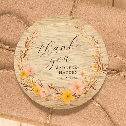 ニュートラル素朴ボホフローラワイルドフラワーウッドルック ラウンドシール