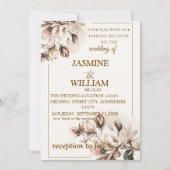 ニュートラル素朴ボホフローラ結婚式招待状 招待状 (正面)