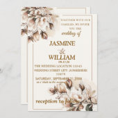 ニュートラル素朴ボホフローラ結婚式招待状 招待状 (正面/裏面)