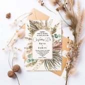 ニュートラル素朴ボホフローラ結婚式招待状 招待状