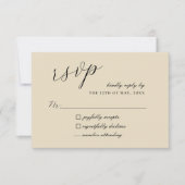 ニュートラル素朴ボホワイルドフラワーリースウッドルック 出欠カード (正面)