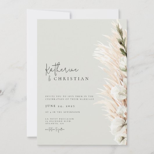 ニュートラル素朴ミニマル写真撮影結婚式招待状 招待状 (正面)