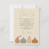 ニュートラル素朴秋カボチャありがとうベイビーシャワー サンキューカード (正面)