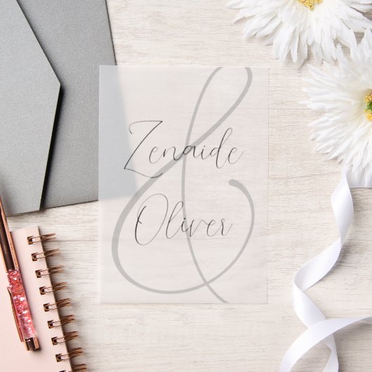 ニュートラル結婚ズ名招待状Vellum Overlay ベラム紙招待状 (ウェディング)