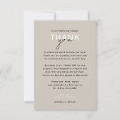 ニュートラル結婚ミニマルサンキューカード ノートカード (正面)